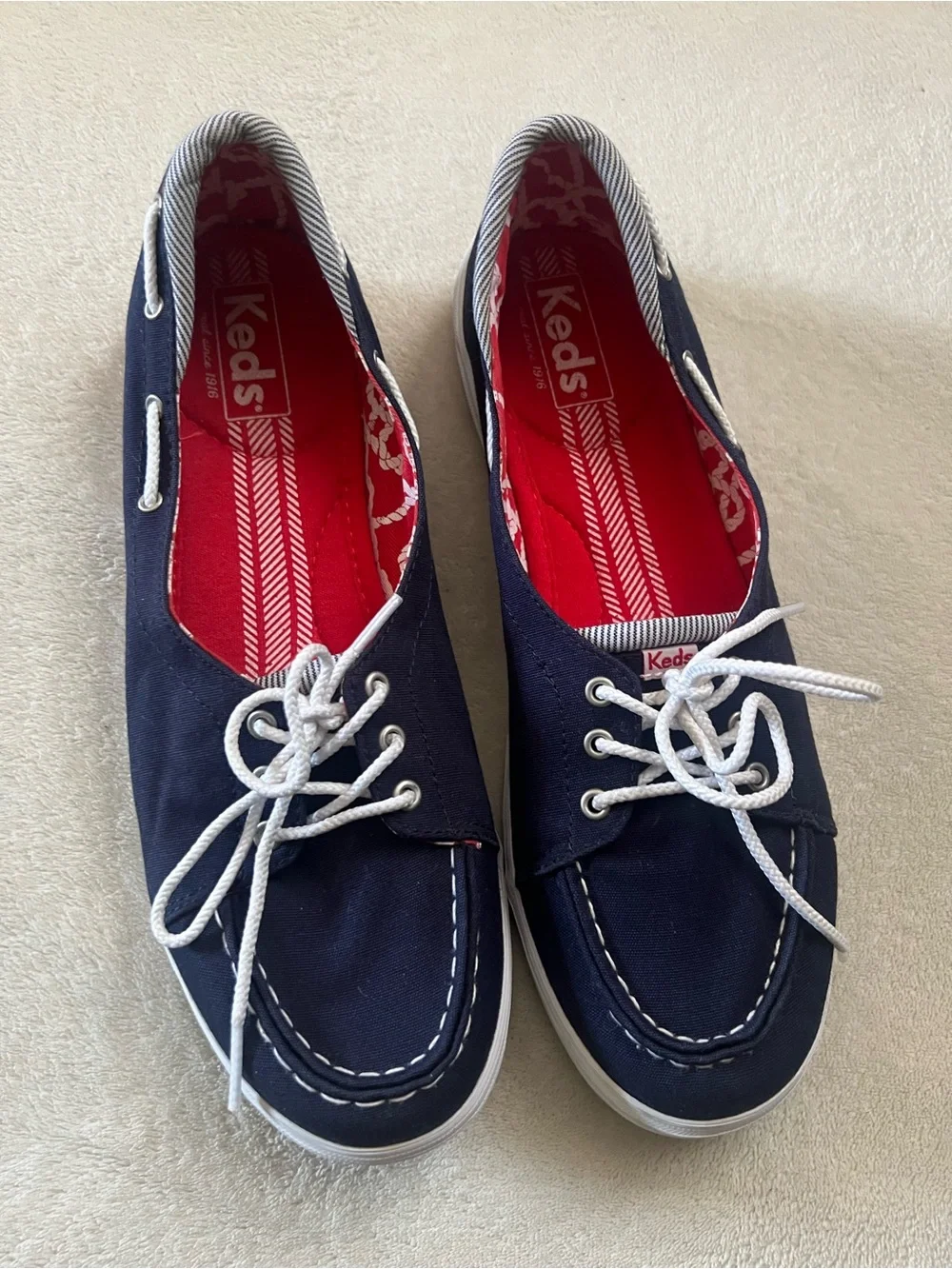 Keds Women's Shine Boat Shoe Sneaker,Navy